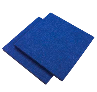 Blue fabric-wrapped AWP wall panel samples