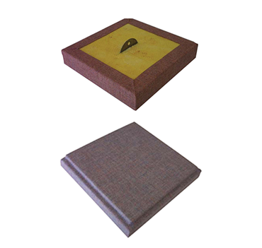 ACC-U-SOUND CP product references showing a fabric-wrapped panel and embedded hanging hardware